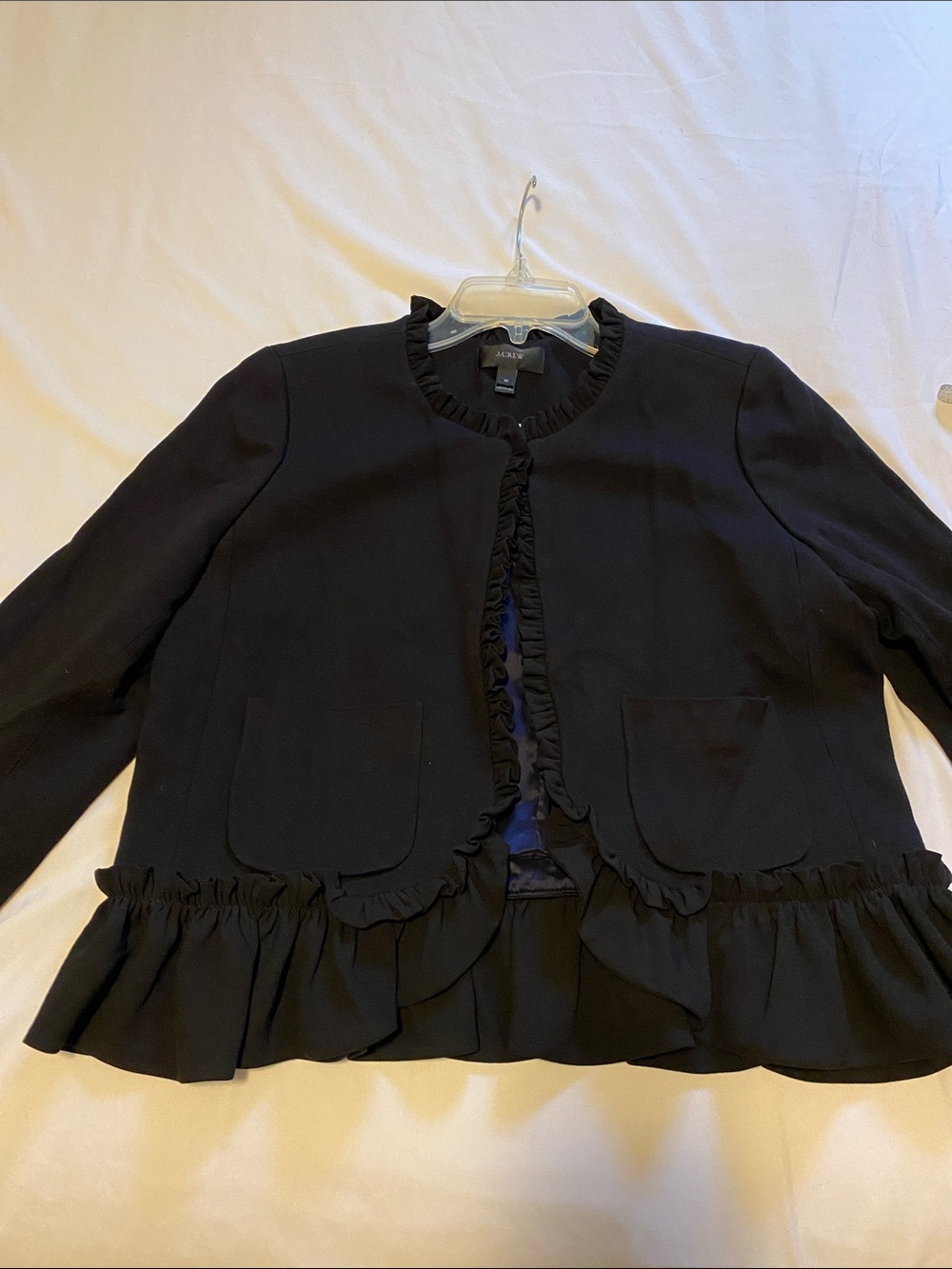 J. Crew ruffled black going out blazer peplum size 12 - Picture 15 of 16